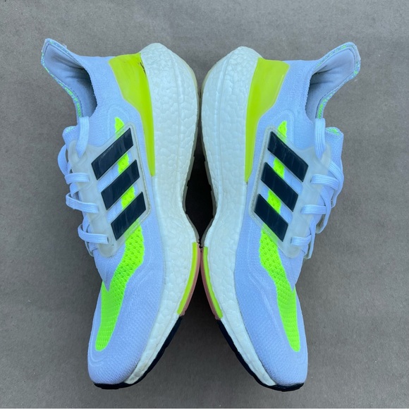 Adidas Ultraboost 21 Man Solar Green Neon White Black Yellow FY0377 Size 7.5 - Picture 6 of 15
